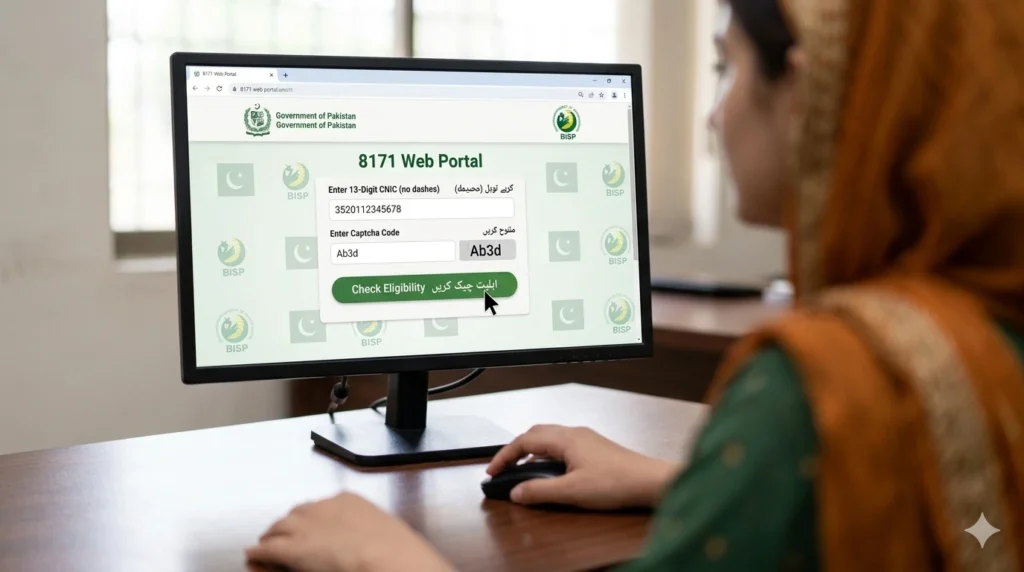 8171 web portal online eligibility check using CNIC and captcha code 2026