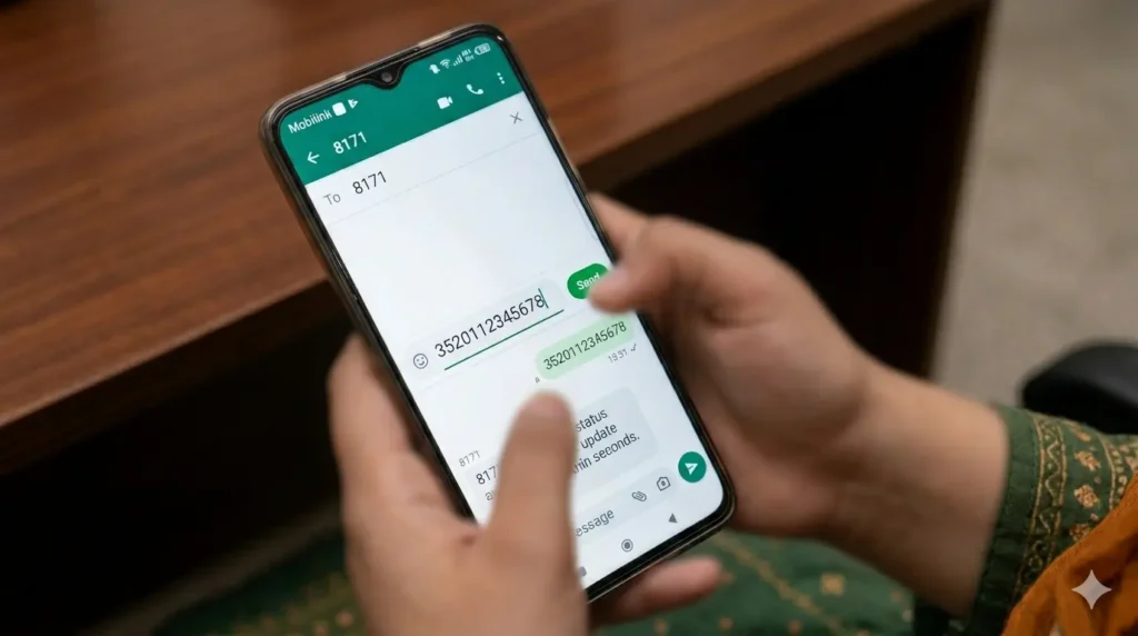 BISP registration check via 8171 SMS service using CNIC number